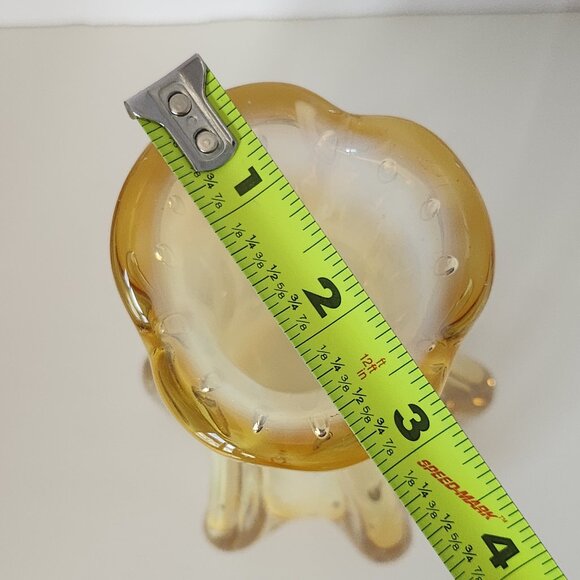 MURANO Italy Art Glass Yellow Opaline Vase Controlled Bubble Vintage 8.25" - Picture 9 of 12